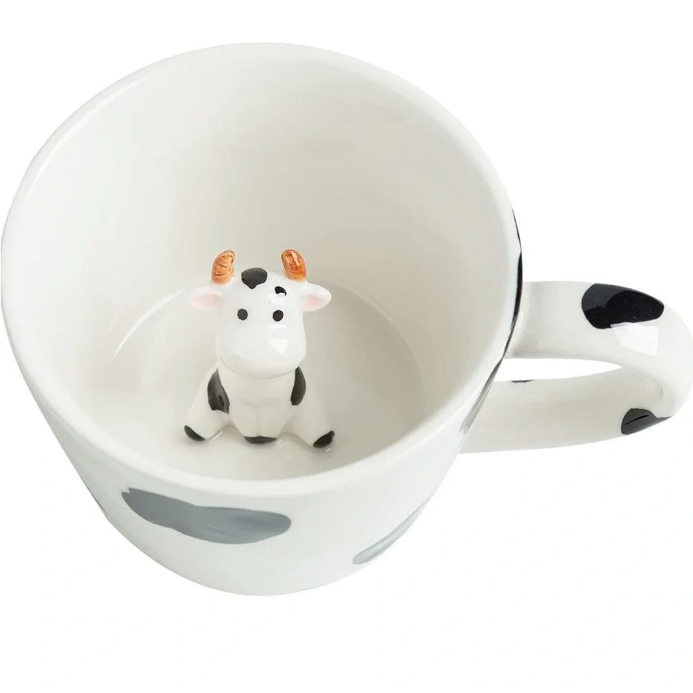 Cow Print Mug Cup with 3D Cow Inside Brand New Animal Print Design Coffee Drink